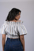 Top for women western wear stylish Grey And White Striped Off Shoulder Top (OTL-TPS1041)